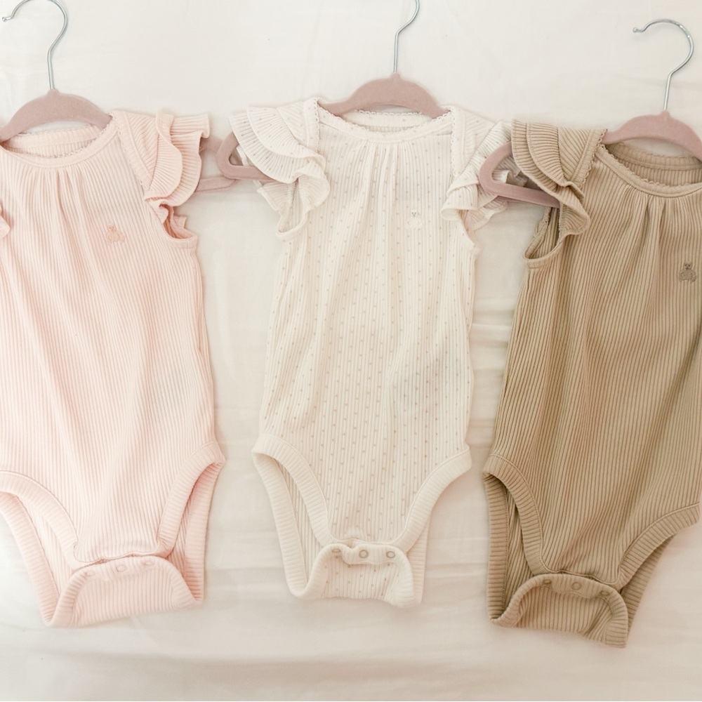 GAP Kids Ruffled Bodysuit Trio - Pink, Cream, Tan